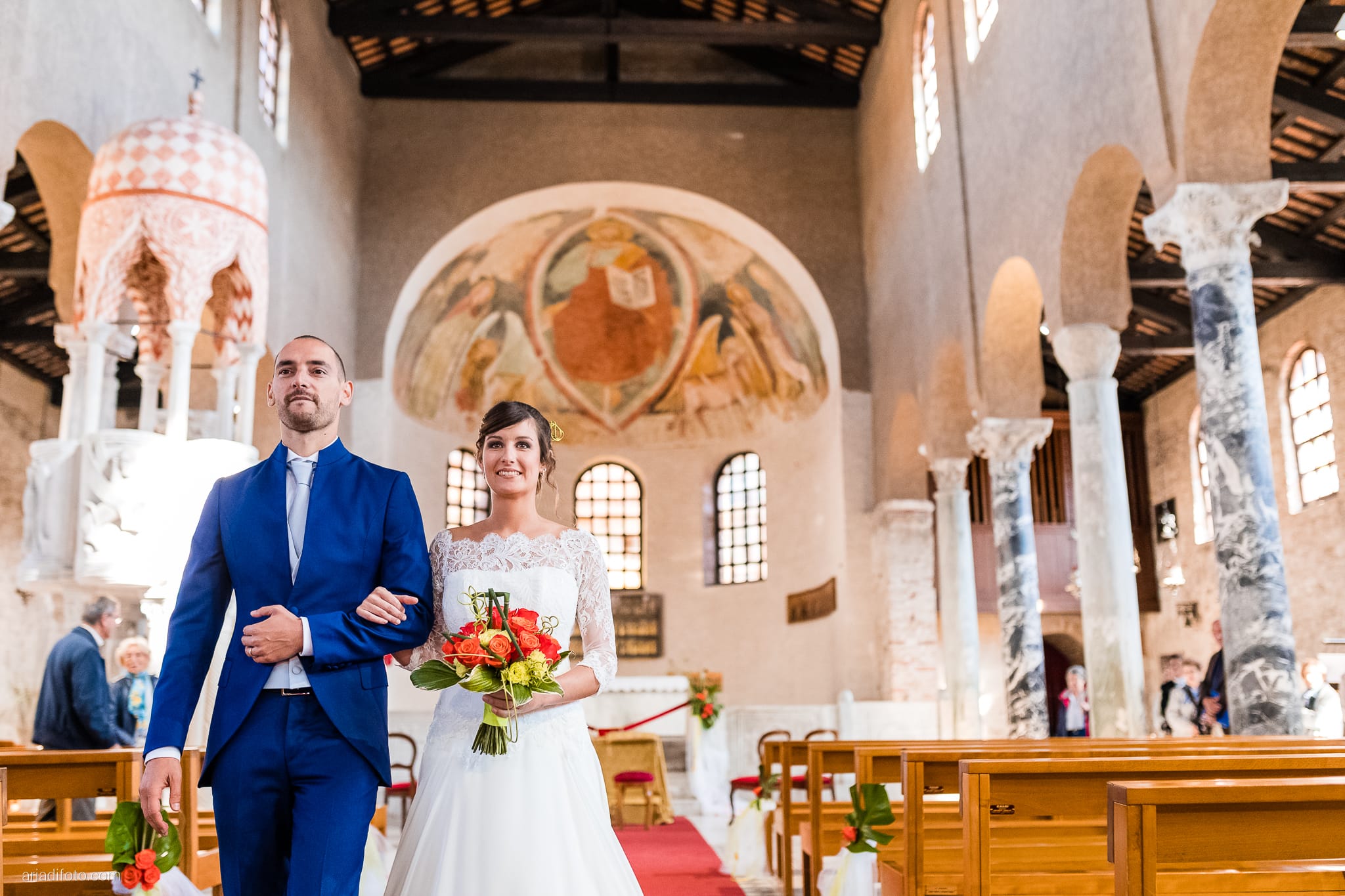 Teresa Andrea Matrimonio Grado Basilica Sant Eufemia Villa Iachia Ruda Udine cerimonia uscita sposi