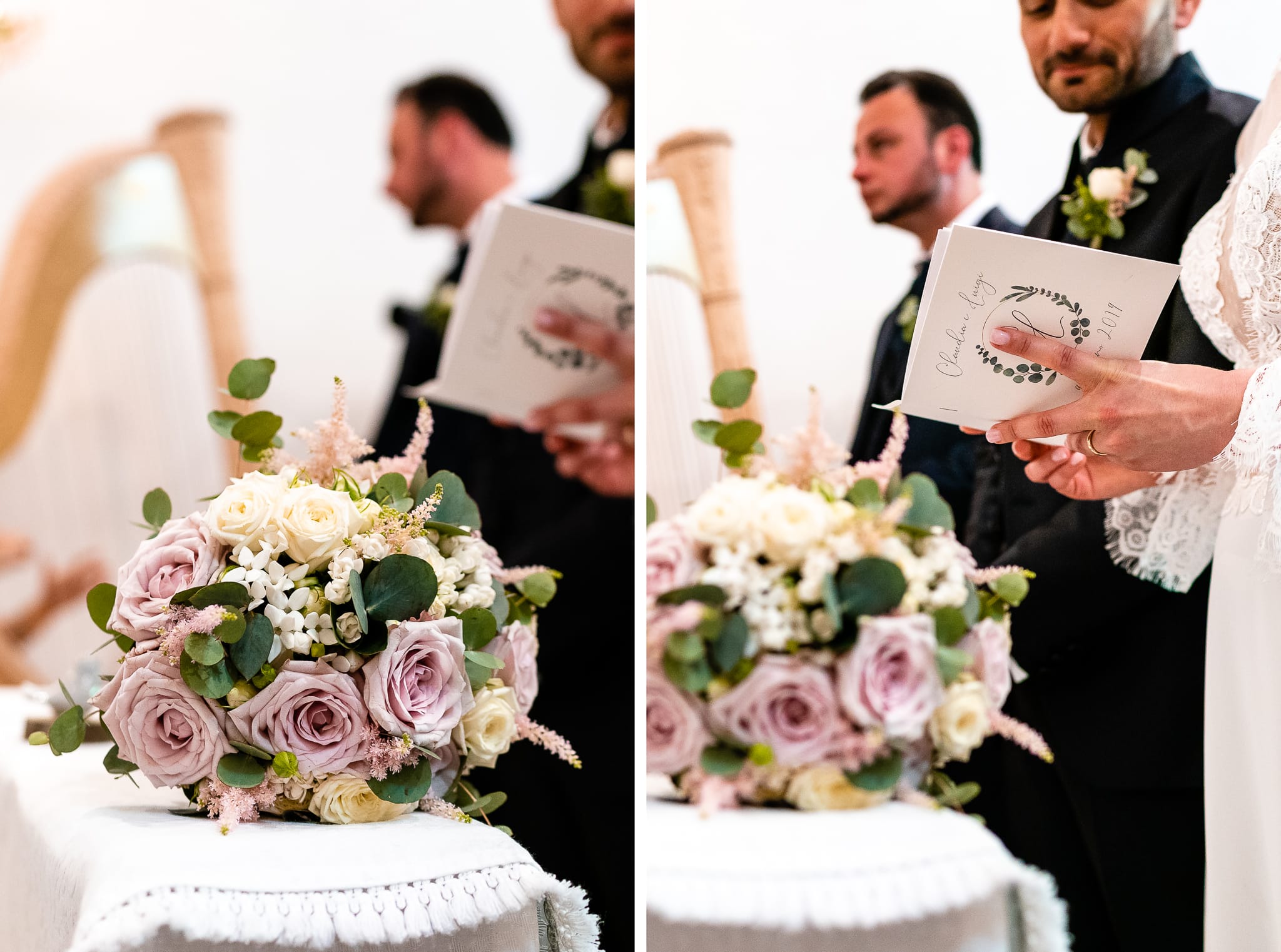 Claudia Luigi Matrimonio Elegante Udine Castello di Buttrio cerimonia religiosa cattolica dettagli bouquet libretti messa