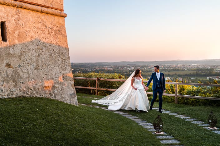 Laura Andrea Matrimonio Chiesa Aviano Castelletto Eventi Treviso ritratti sposi tramonto